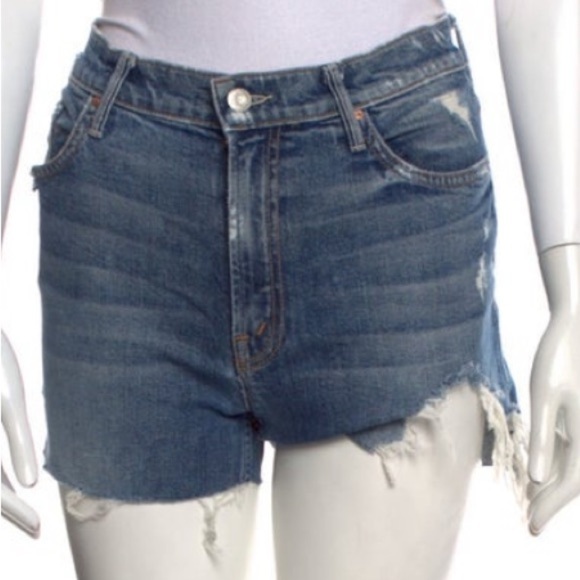 Mother Denim High Waisted Distressed Frayed Hem Denim Shorts 30 jeans - Picture 1 of 4